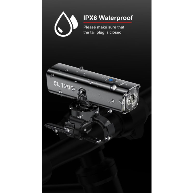 TOWILD CL1200 cykelstrålkastare 1200LM LED USB uppladdningsbar vattentät framlampa för nattcykling