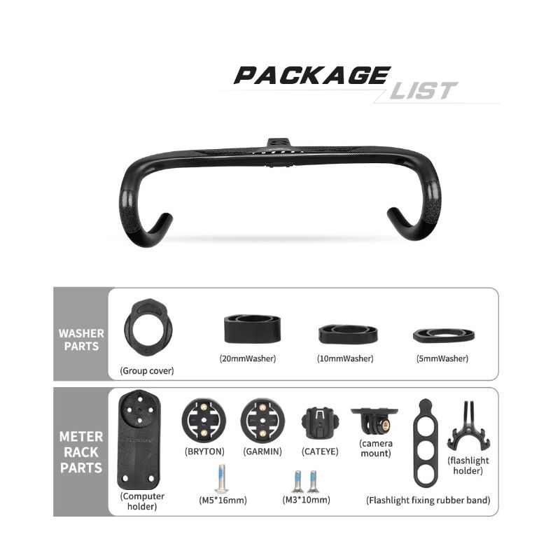 TOSEEK TR5500 landsvägscykelstyre helkolfiberstam integrerade cykeltillbehör ultralätta cykeldelar mattsvart finish