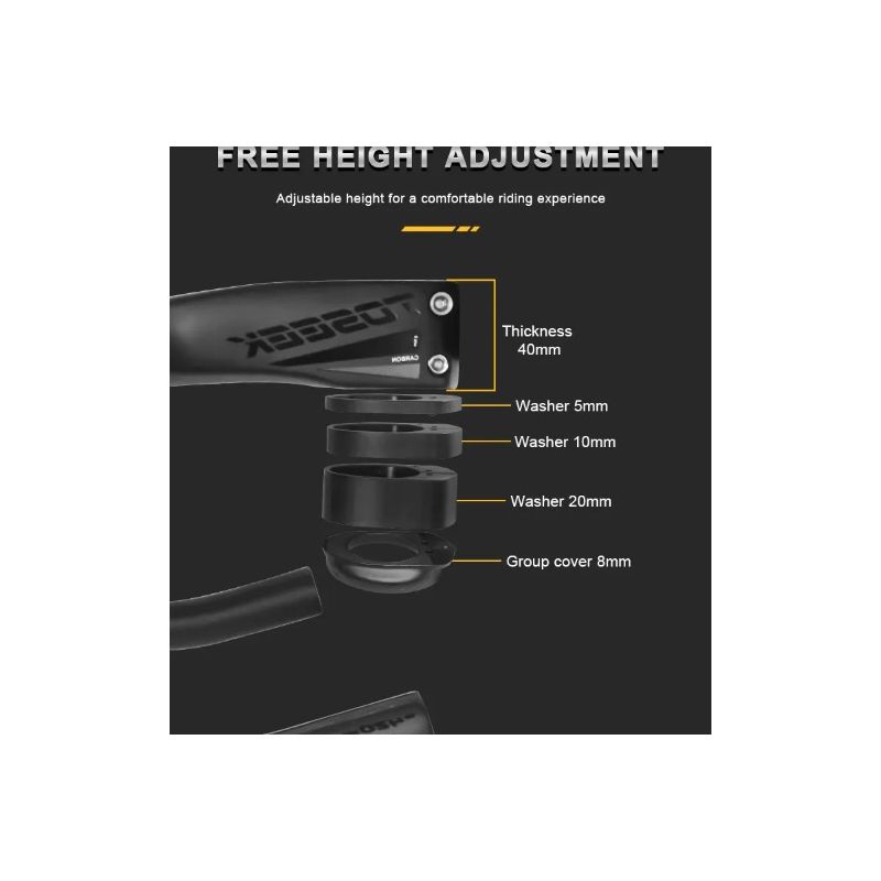 TOSEEK TR5500 landsvägscykelstyre helkolfiberstam integrerade cykeltillbehör ultralätta cykeldelar mattsvart finish