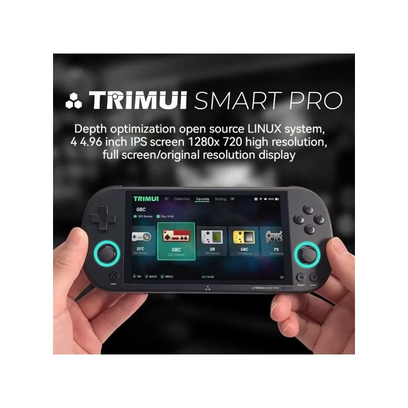 Trimui Smart Pro Vintage Spelkonsol 4.96 tums HD IPS-skärm Bärbart spelande för alla åldrar Nostalgisk och modern
