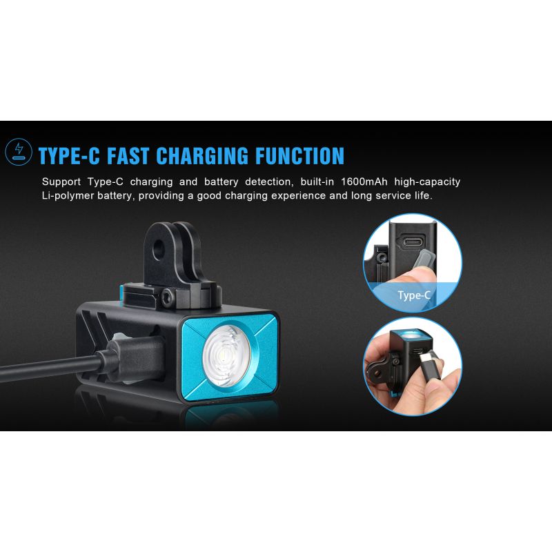 TrustFire D2R cykellampa 450LM Type-C uppladdningsbar lättvikt vattentät IP66 säkerhet urban cykling