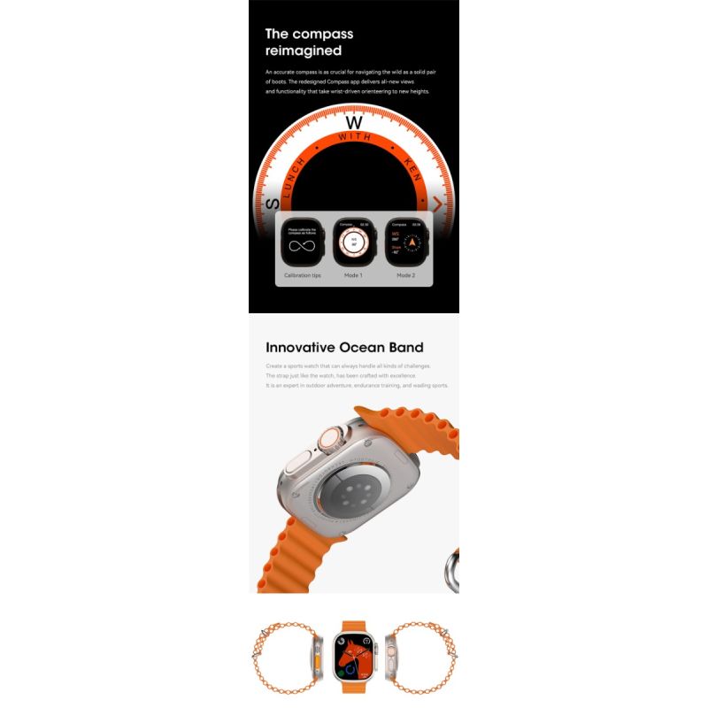 Smartklocka Ultra 9 49mm | Bluetooth-samtal, GPS, NFC | Vattentät Herr Smart Watch Ultra med kompass