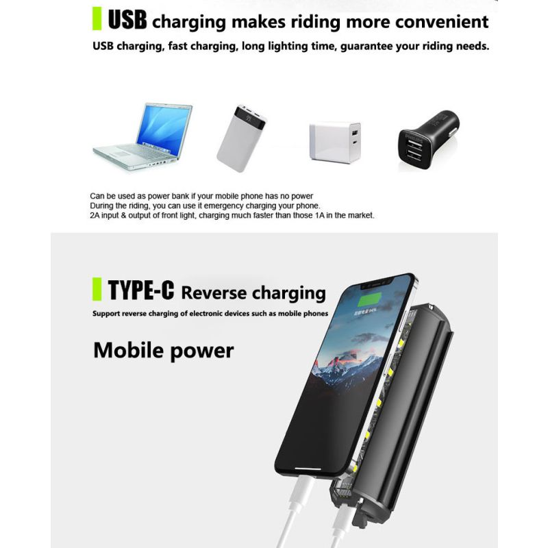 Ljusstarkt cykelljus med LED frontljus 5200 lumen cykelsäkerhet justerbara ljuslägen vattentät för MTB