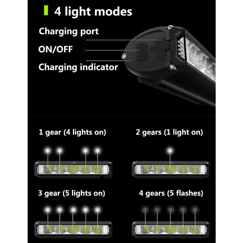 Ljusstarkt cykelljus med LED frontljus 5200 lumen cykelsäkerhet justerbara ljuslägen vattentät för MTB