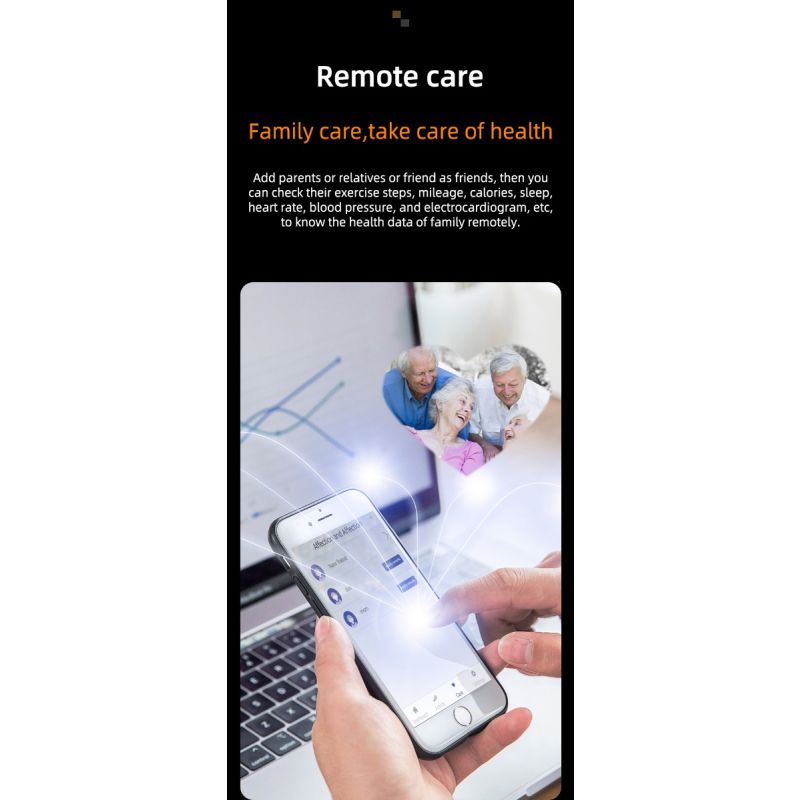 W11 Smartklocka med icke-invasivt blodsocker, EKG & hjärtfrekvens – Hälsovård för Android/iOS