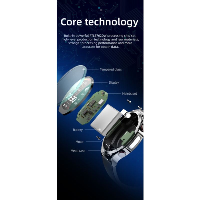 W11 Smartklocka med icke-invasivt blodsocker, EKG & hjärtfrekvens – Hälsovård för Android/iOS
