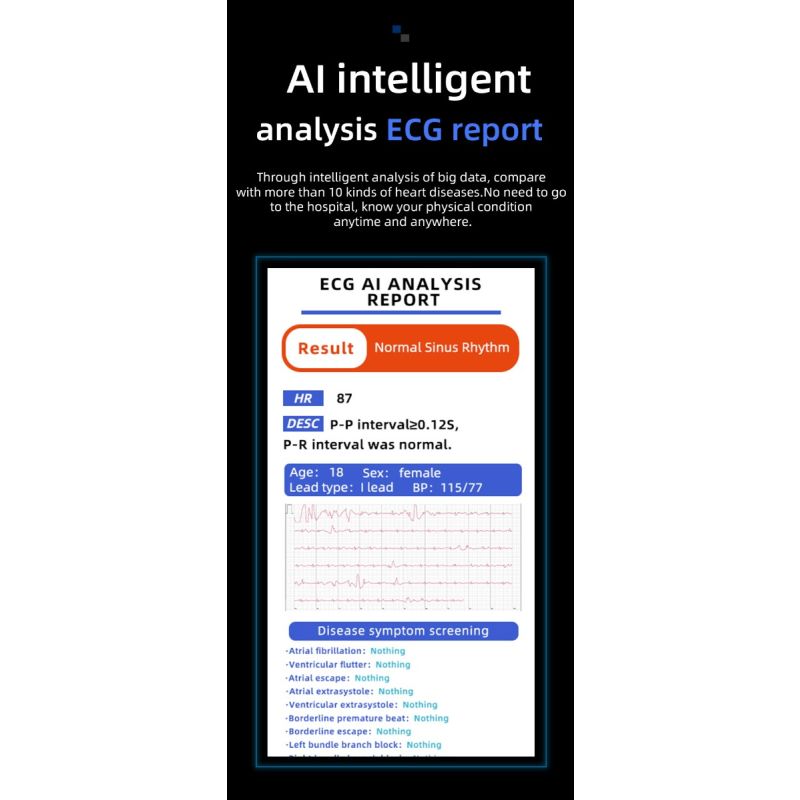 W11 Smartklocka med icke-invasivt blodsocker, EKG & hjärtfrekvens – Hälsovård för Android/iOS