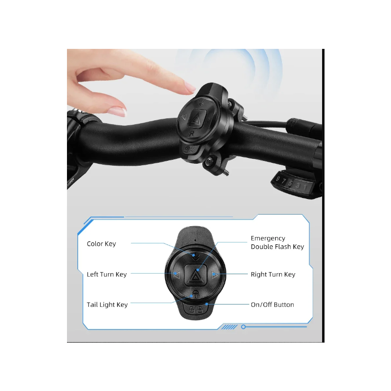 Mångsidigt cykelbakljus med smart bromssensor trådlös fjärrkontroll och färgglatt cykelsäkerhetsljus