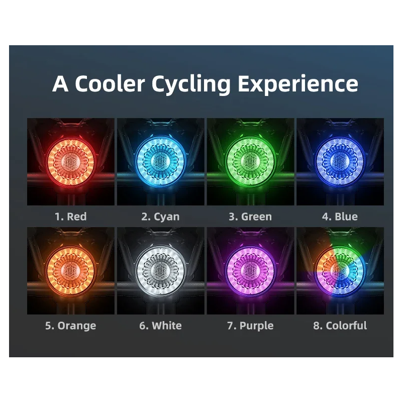 Mångsidigt cykelbakljus med smart bromssensor trådlös fjärrkontroll och färgglatt cykelsäkerhetsljus