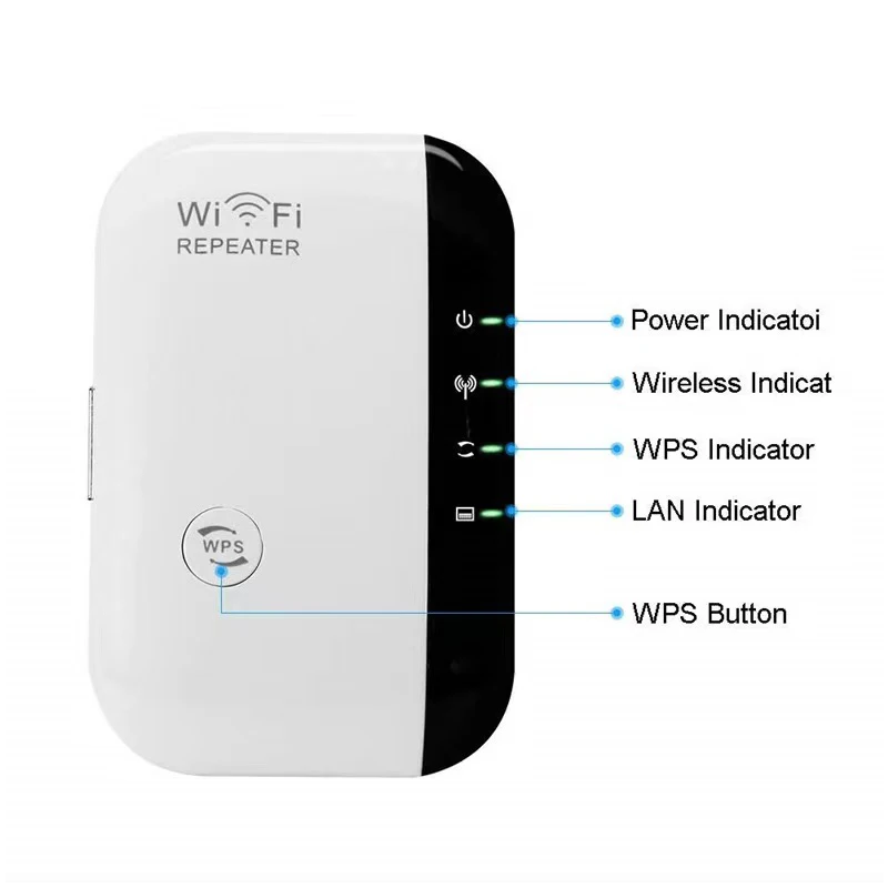 Wifi-repeater 300Mbps Vit Trådlös signalförstärkare för Hemrouter, Smart TV, HD-video – Enkel Plug & Play