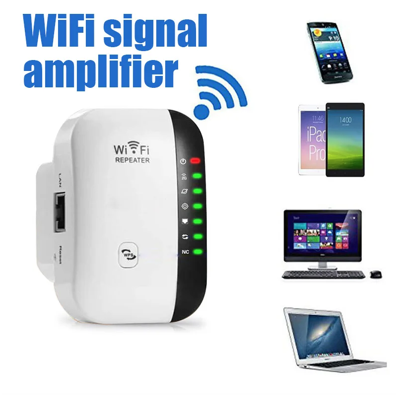 Wifi-repeater 300Mbps Vit Trådlös signalförstärkare för Hemrouter, Smart TV, HD-video – Enkel Plug & Play