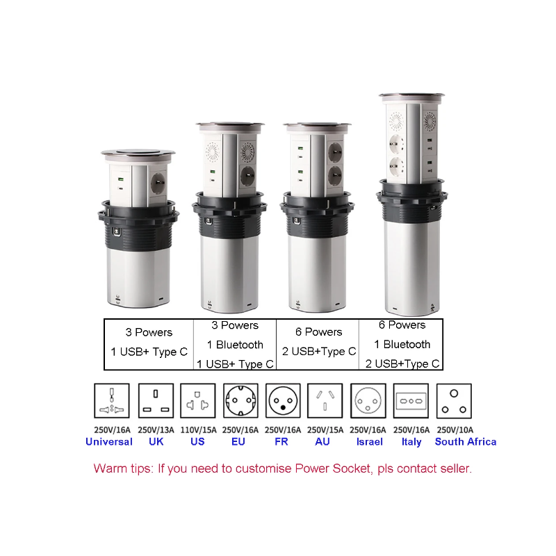 VENSTPOW Elektriska Lyftuttag Gömda Bordsskiva Uttag med USB Trådlös Laddning för Smart Strömtillgång