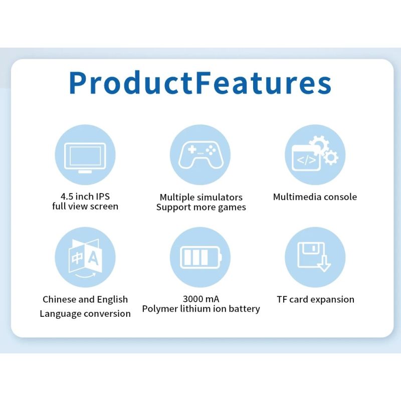 POWKIDDY X39pro handhållen videospelkonsol med 4,5-tums IPS-skärm PS1-stöd och trådbundna kontroller retrospel