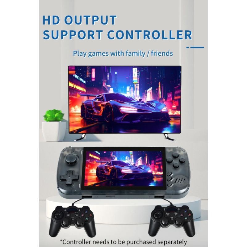 POWKIDDY X39pro handhållen videospelkonsol med 4,5-tums IPS-skärm PS1-stöd och trådbundna kontroller retrospel