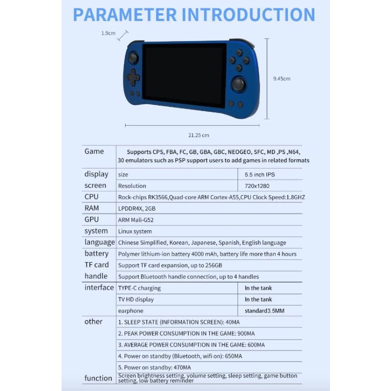 Upptäck POWKIDDY X55 handhållen spelkonsol för retrogaming med levande 5.5-tums IPS-skärm och kraftfull prestanda