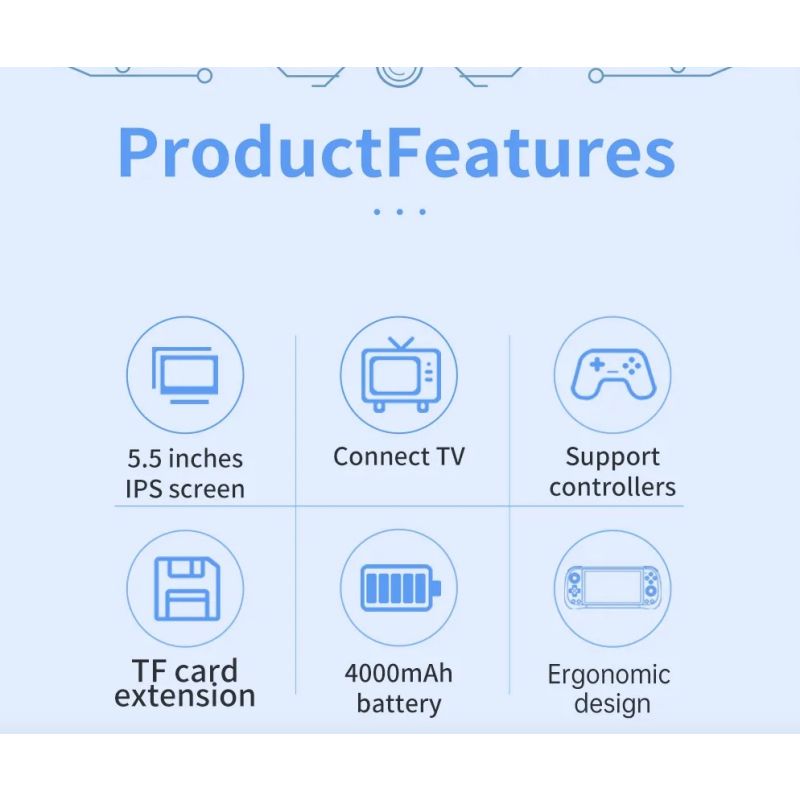 Upptäck POWKIDDY X55 handhållen spelkonsol för retrogaming med levande 5.5-tums IPS-skärm och kraftfull prestanda