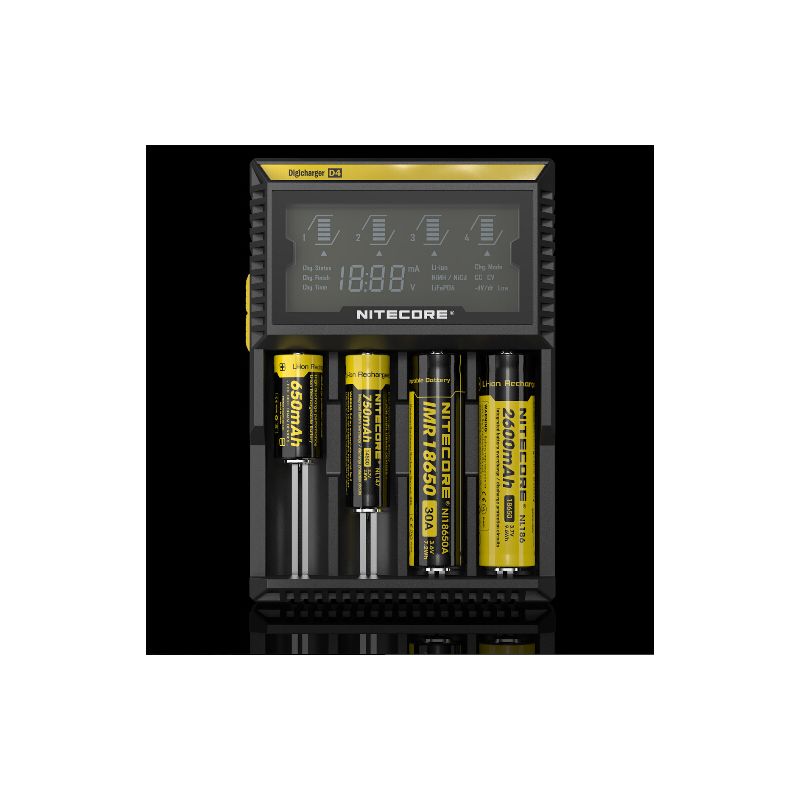 Nitecore D4 Digicharger LCD-skärm avancerad batteriladdare för Li-ion 18650 och NiMH med säkerhetsfunktioner