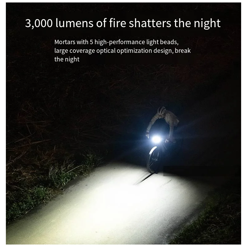 XOSS XL3000 cykelljus 3000 lumen vattentät 10 lägen säkerhet TypeC laddningsbar cykelfrontlampa cykeltillbehör