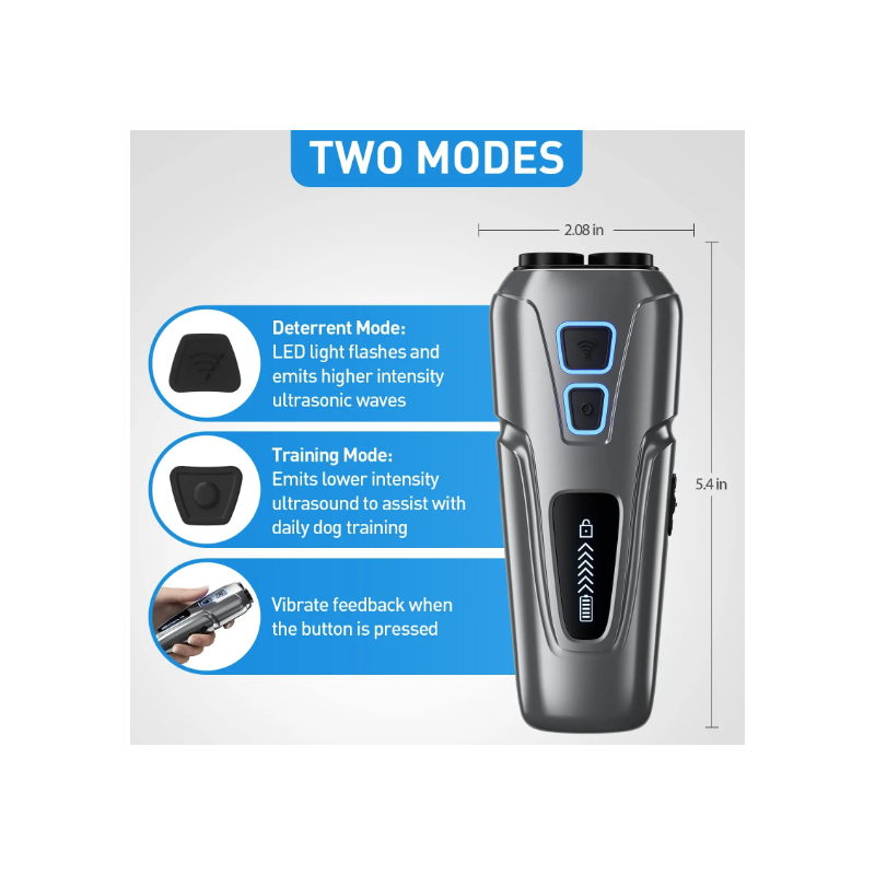 Ultraljud hundavskräckare och Hundavskräckande anordning för effektiv anti skällande skonsam hundträning LED-ficklampa