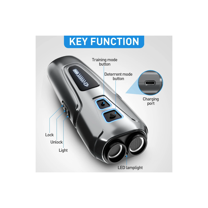 Ultraljud hundavskräckare och Hundavskräckande anordning för effektiv anti skällande skonsam hundträning LED-ficklampa