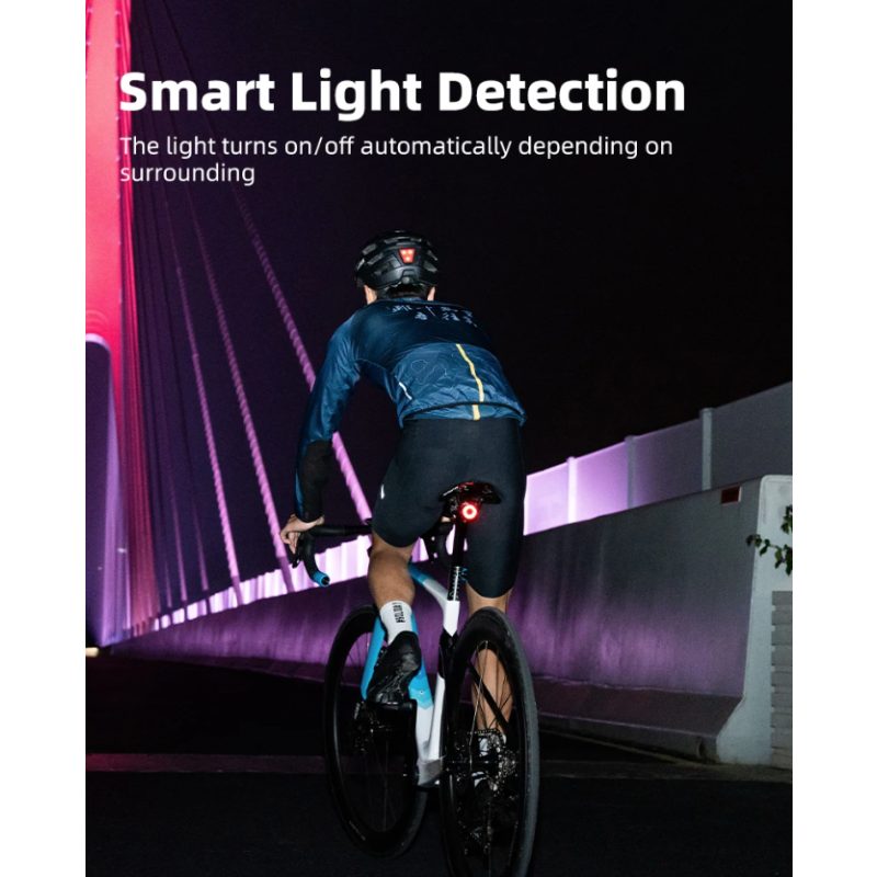 XOSS XR Pro Cykelbakljus med Smart Bromsdetektering Vattentät LED-laddning för Optimal Cykel Säkerhet