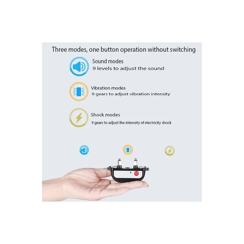 Trådlöst Elektroniskt Stängsel Smart Hundträningsenhet med Färgskärm 2-i-1 Anti-Skällande Elektrisk Stötkrage