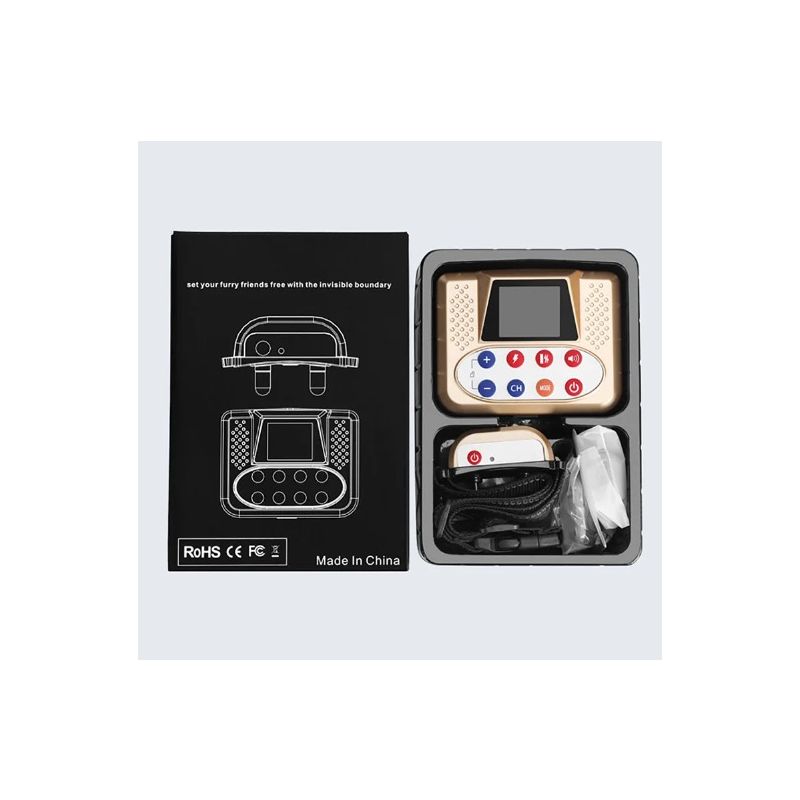 Trådlöst Elektroniskt Stängsel Smart Hundträningsenhet med Färgskärm 2-i-1 Anti-Skällande Elektrisk Stötkrage