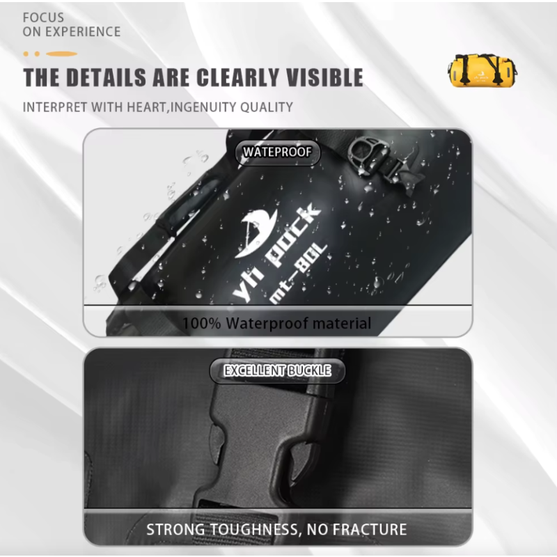 Vattentät MC-väska 40/80L – Rymlig cykelväska för MTB & Pendling, 500D PVC Rulltopp