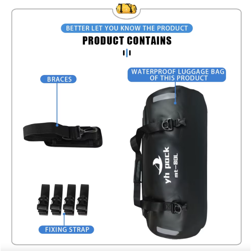 Vattentät MC-väska 40/80L – Rymlig cykelväska för MTB & Pendling, 500D PVC Rulltopp