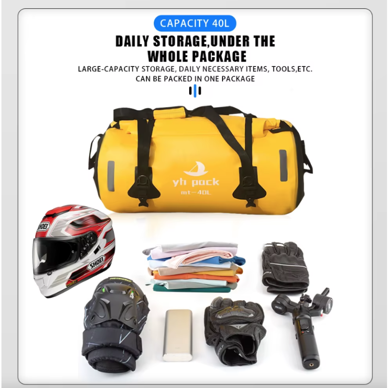 Vattentät MC-väska 40/80L – Rymlig cykelväska för MTB & Pendling, 500D PVC Rulltopp