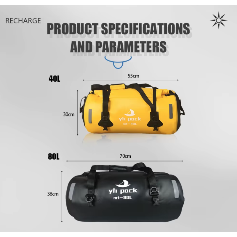 Vattentät MC-väska 40/80L – Rymlig cykelväska för MTB & Pendling, 500D PVC Rulltopp