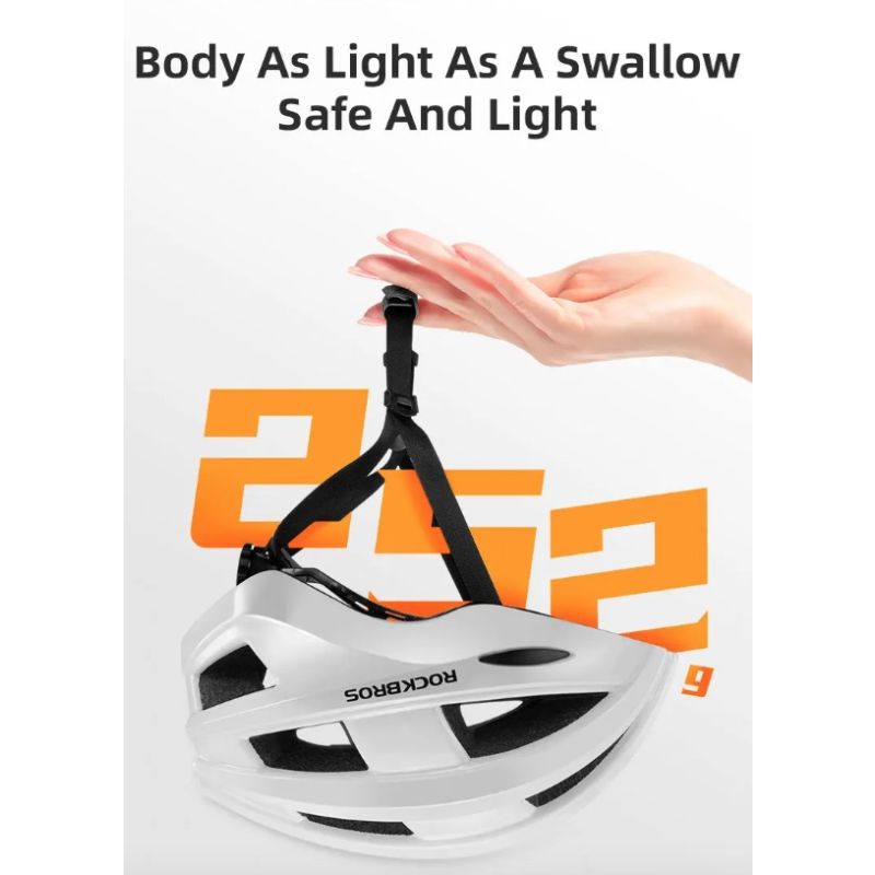 ROCKBROS Cykelhjälm LED-bakljus Uppladdningsbar Lättvikt MTB-hjälm för Säker Cykelsemester och Stadscykling