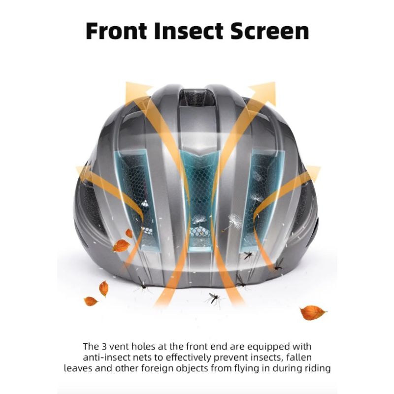 ROCKBROS Cykelhjälm LED-bakljus Uppladdningsbar Lättvikt MTB-hjälm för Säker Cykelsemester och Stadscykling