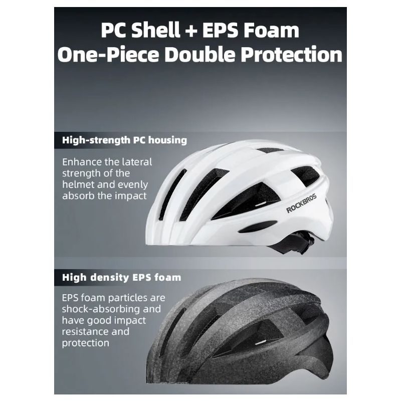 ROCKBROS Cykelhjälm LED-bakljus Uppladdningsbar Lättvikt MTB-hjälm för Säker Cykelsemester och Stadscykling