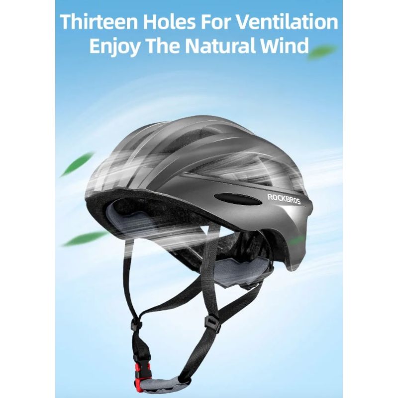 ROCKBROS Cykelhjälm LED-bakljus Uppladdningsbar Lättvikt MTB-hjälm för Säker Cykelsemester och Stadscykling