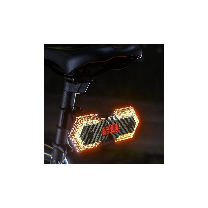 CarryBright Kolfiber Cykelblinkers 4-pack: USB-uppladdningsbar, Trådlös Fjärr, Starka LED Fram/Bak för Elcykel, Cykelsäkerhet