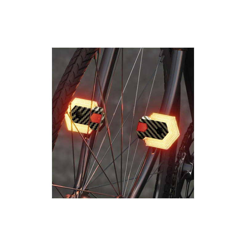 CarryBright Kolfiber Cykelblinkers 4-pack: USB-uppladdningsbar, Trådlös Fjärr, Starka LED Fram/Bak för Elcykel, Cykelsäkerhet