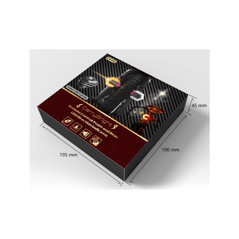 CarryBright Kolfiber Cykelblinkers 4-pack: USB-uppladdningsbar, Trådlös Fjärr, Starka LED Fram/Bak för Elcykel, Cykelsäkerhet