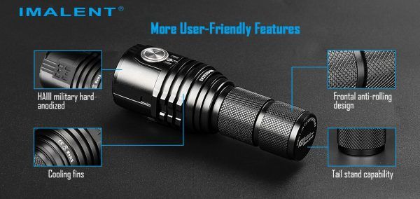 IMALENT MS03 XHP70 EDC Ficklampa 13000 Lumen med 324 Meters Räckvidd Lättvikt Hållbar för Utomhusäventyr