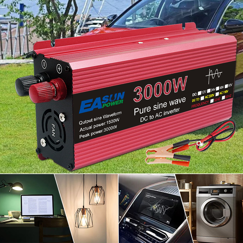 Ren sinusvågsväxelriktare 3000W 2200W 1600W 1000W Hållbar aluminium-magnesiumdesign Hög verkningsgrad Campingkraft