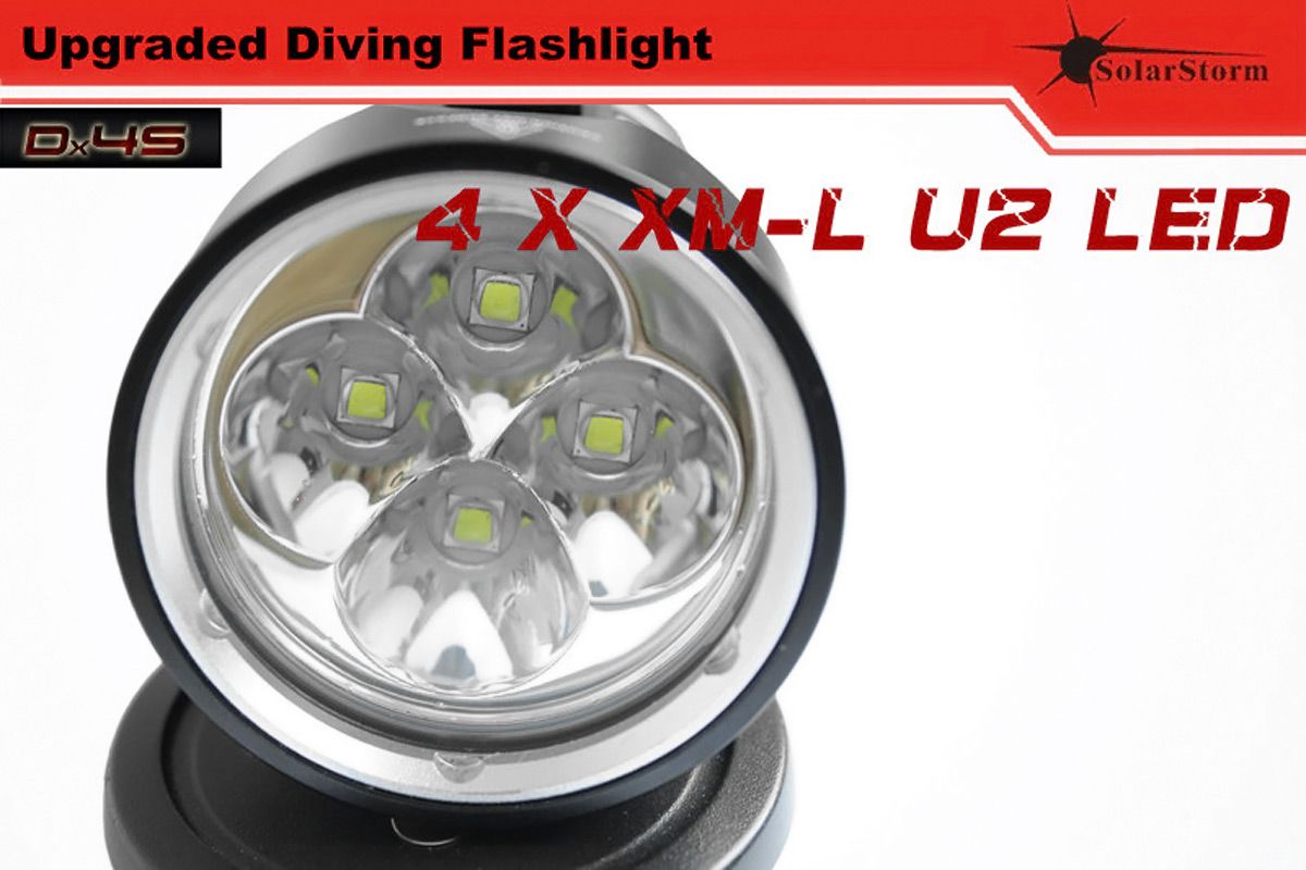 Solarstorm DX4S 4XU2 3200-lumen LED dykning ficklampa för dykentusiaster IPX8 vattentät äventyr ficklampa