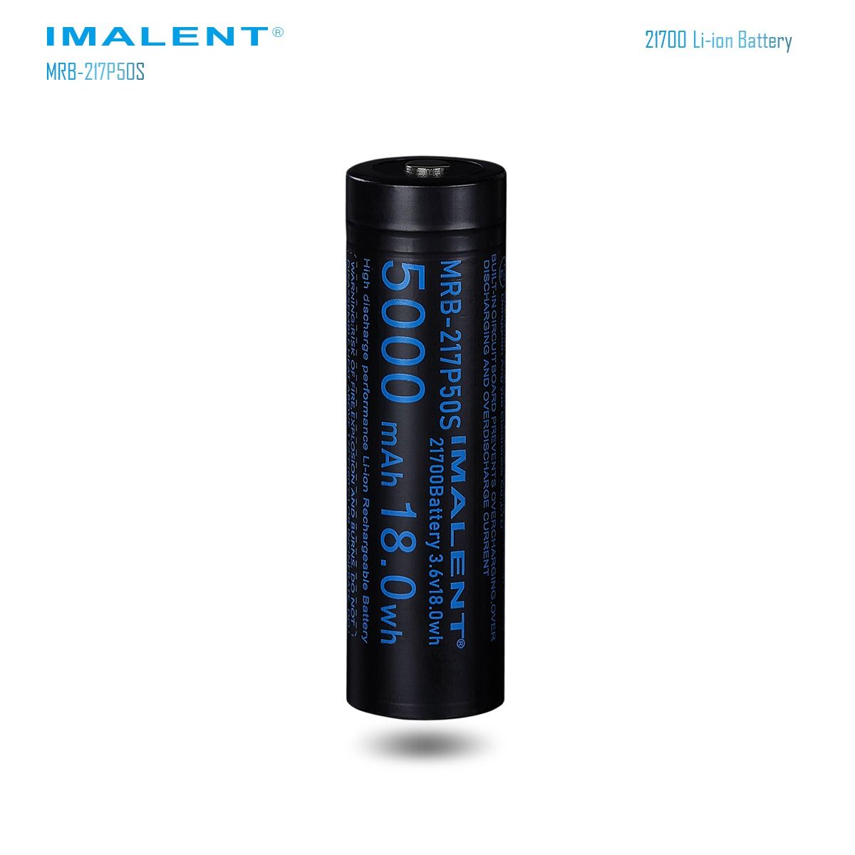 IMALENT MRB-217P50S: Hög Kapacitet 21700 Laddbart Li-ion Batteri 5000mAh 3.6V för Ficklampa