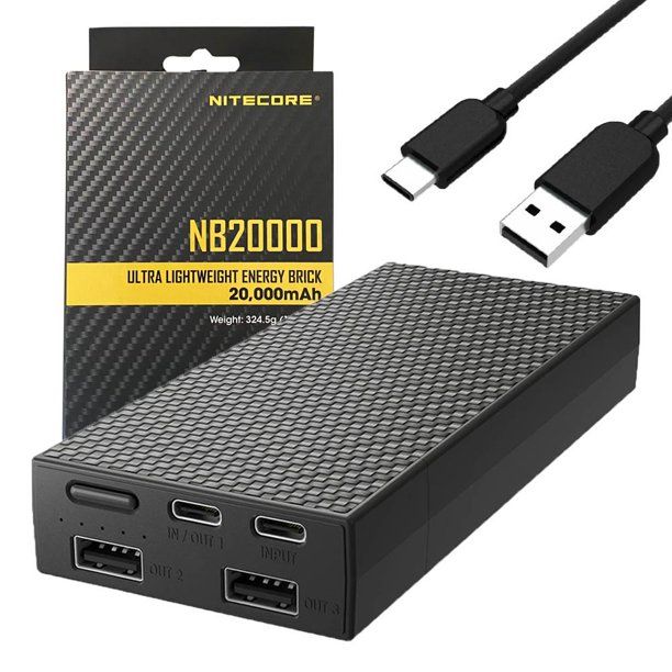 Nitecore NB20000 robust powerbank 20000mAh med QC snabbladdning USB USB-C lättviktig mobil kraftlösning