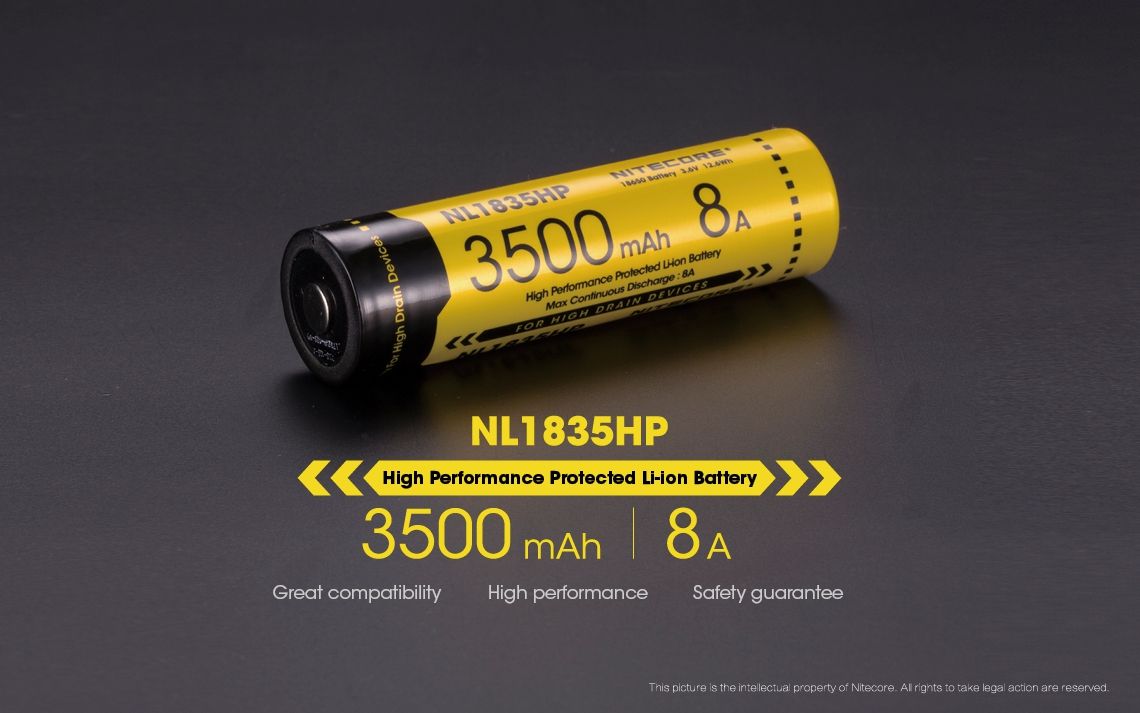 Nitecore NL1835HP 3500mAh Uppladdningsbart 18650 Batteri Högpresterande för Ficklampa och Teknologiprylar
