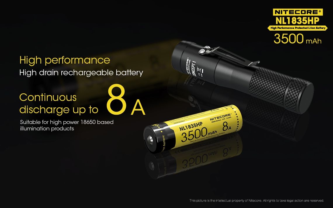 Nitecore NL1835HP 3500mAh Uppladdningsbart 18650 Batteri Högpresterande för Ficklampa och Teknologiprylar