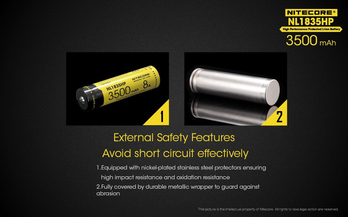 Nitecore NL1835HP 3500mAh Uppladdningsbart 18650 Batteri Högpresterande för Ficklampa och Teknologiprylar