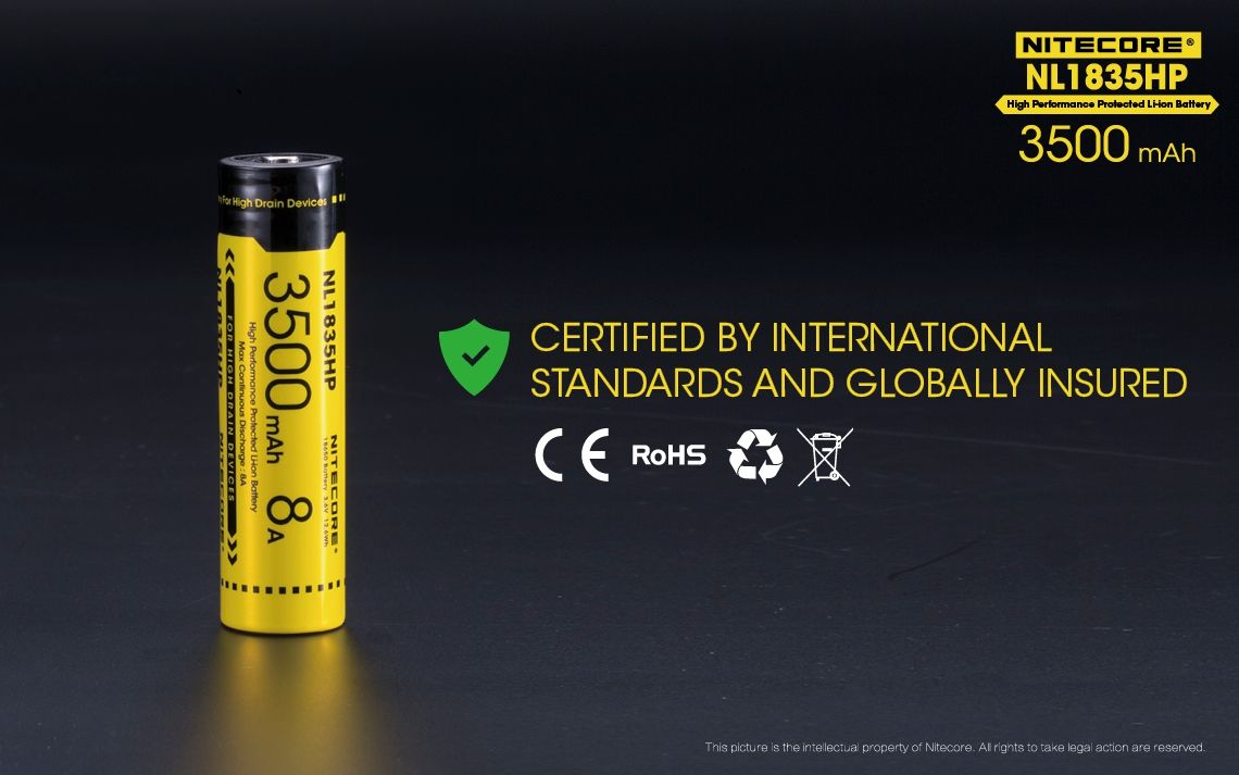 Nitecore NL1835HP 3500mAh Uppladdningsbart 18650 Batteri Högpresterande för Ficklampa och Teknologiprylar