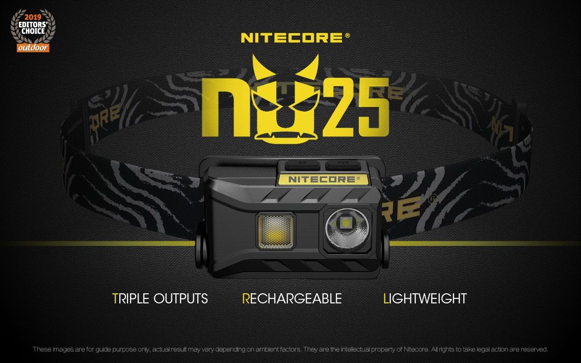Nitecore NU25 XP-G2 S3 LED uppladdningsbar pannlampa 360 lumen lättviktsäventyrsaccessoar utomhusbelysning