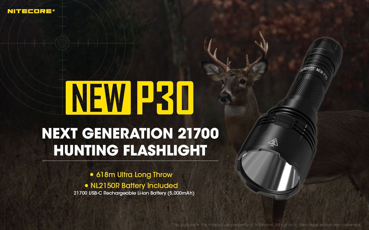 Nitecore P30 XP-L HI V3 1000 Lumen LED-ficklampa Hög prestanda 618 meters strålkastare för utomhus- och nödbruk