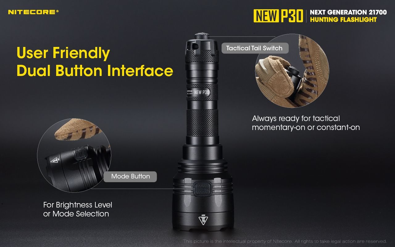 Nitecore P30 XP-L HI V3 1000 Lumen LED-ficklampa Hög prestanda 618 meters strålkastare för utomhus- och nödbruk